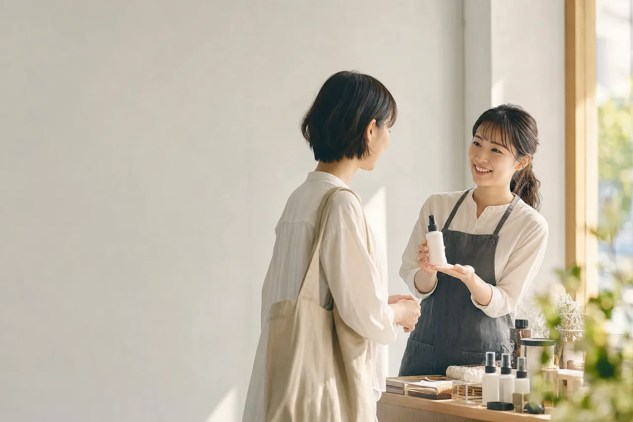 店舗スタッフの接客 0534。ビジネスをテーマにした、広告・Web・記事制作に使いやすい素材です。