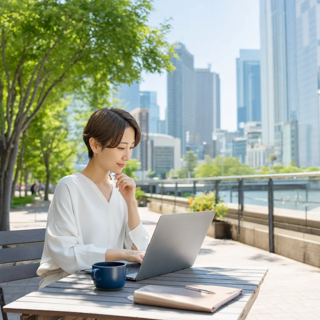 リモートワークの作業風景 0558。ビジネスをテーマにした、広告・Web・記事制作に使いやすい素材です。