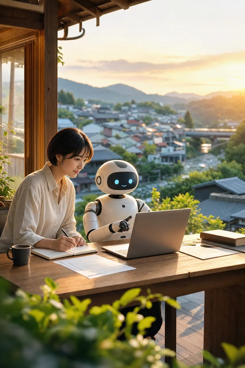 AIと人が協働する仕事 0575。テクノロジーをテーマにした、広告・Web・記事制作に使いやすい素材です。
