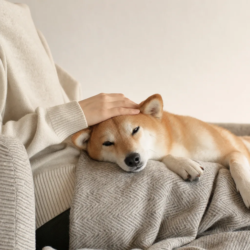 家でくつろぐ犬 0591。動物をテーマにした、広告・Web・記事制作に使いやすい素材です。