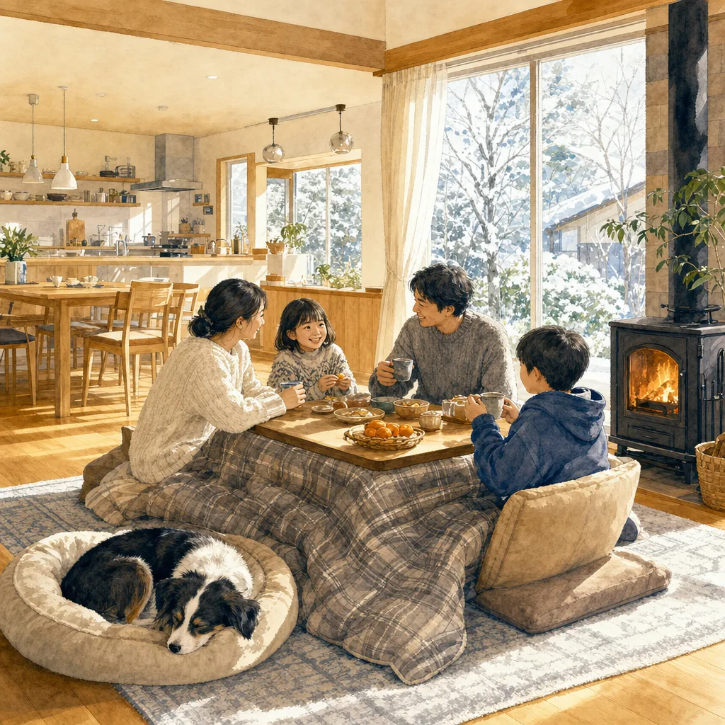 冬の温かな団らん 0628。季節・行事をテーマにした、広告・Web・記事制作に使いやすい素材です。