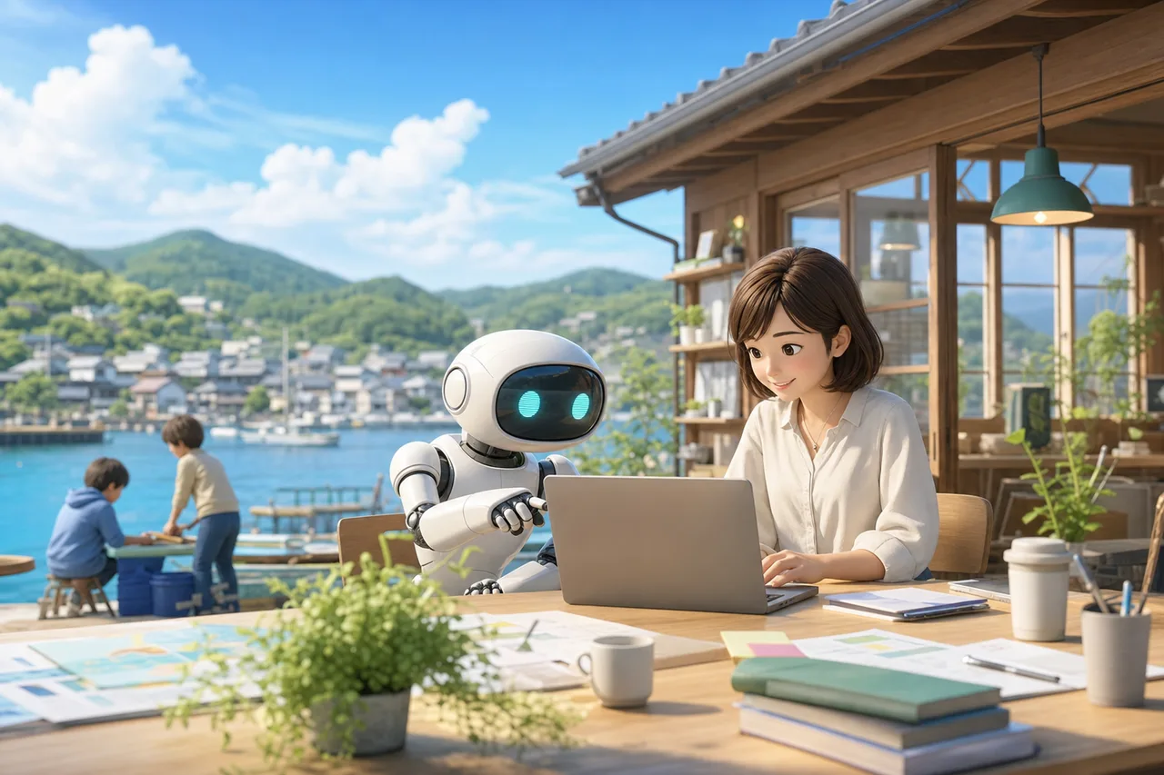 AIと人が協働する仕事 0635。テクノロジーをテーマにした、広告・Web・記事制作に使いやすい素材です。