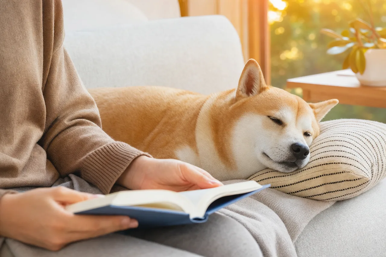 家でくつろぐ犬 0651。動物をテーマにした、広告・Web・記事制作に使いやすい素材です。