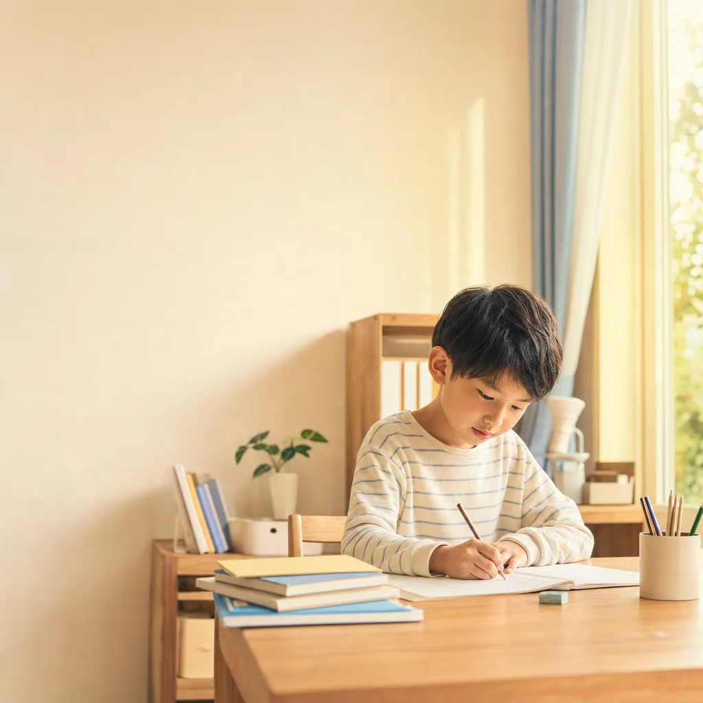 自宅で学ぶ子ども 0661。教育をテーマにした、広告・Web・記事制作に使いやすい素材です。