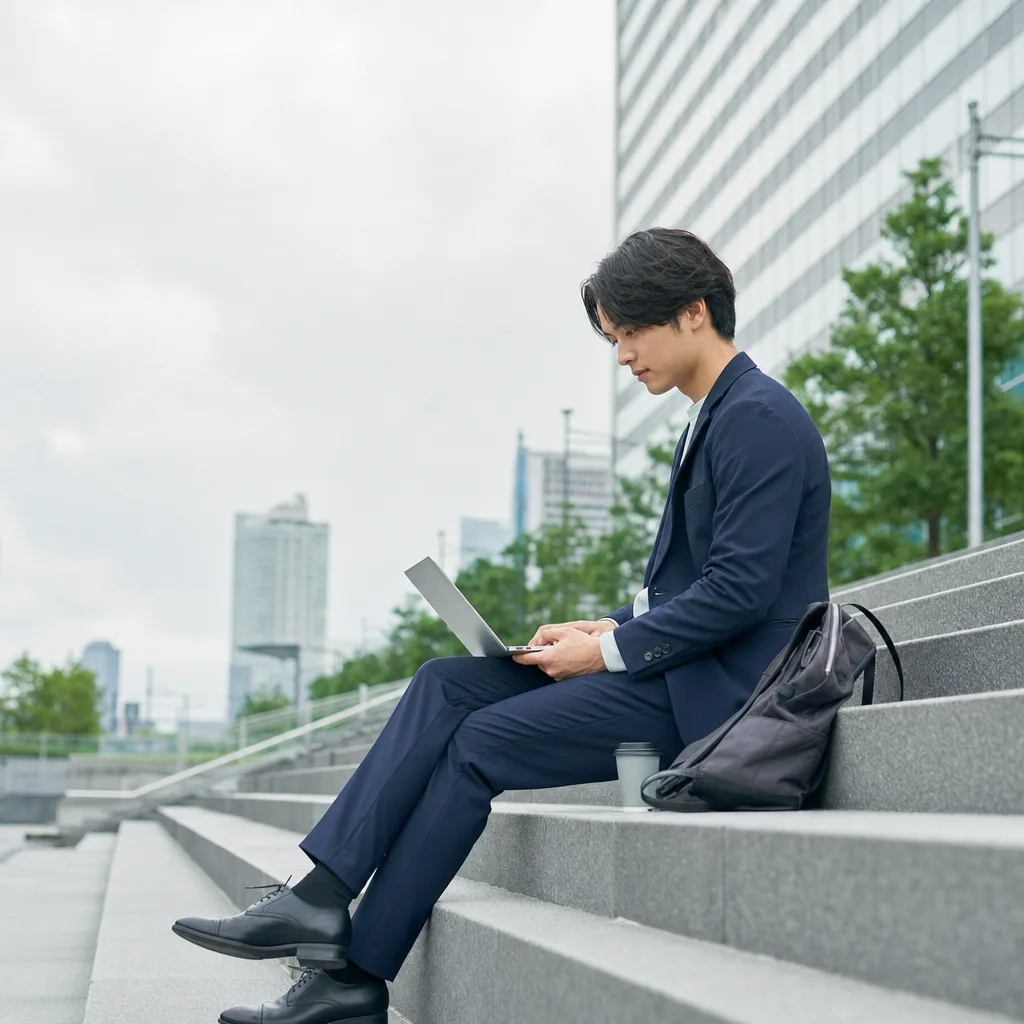一人で集中する若い社会人 0665。人物をテーマにした、広告・Web・記事制作に使いやすい素材です。