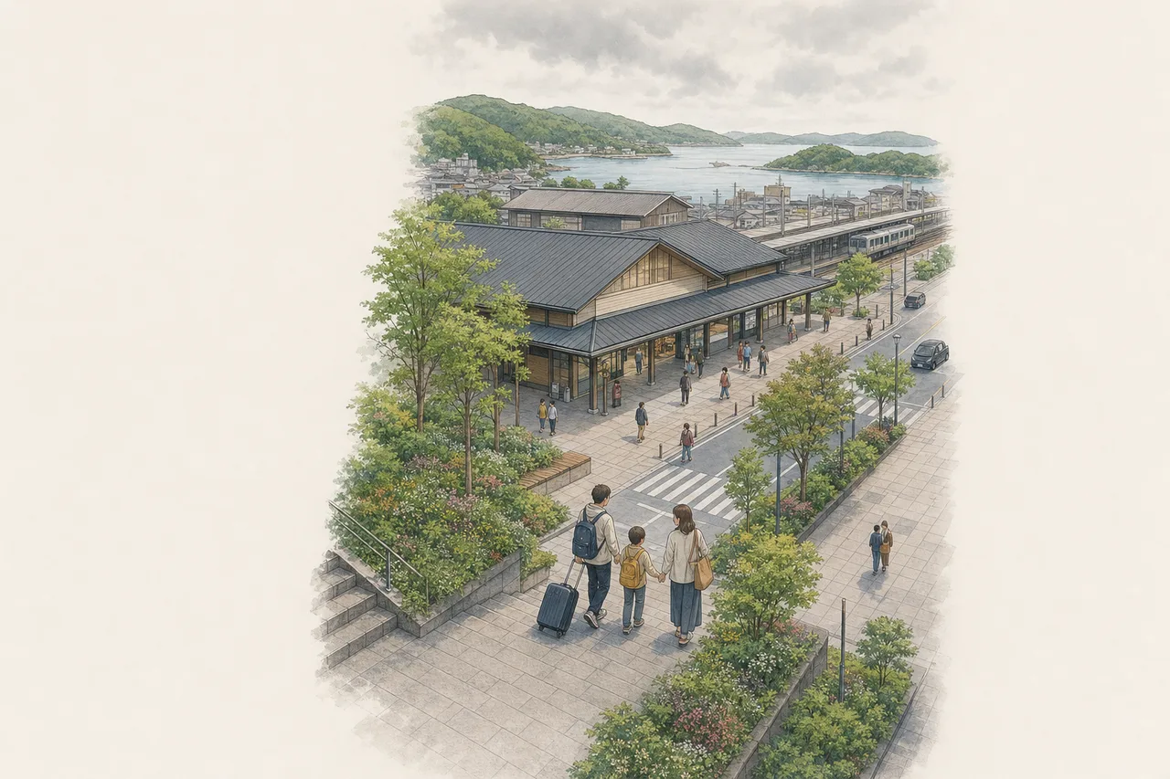 駅から始まる小旅行 0670。旅行をテーマにした、広告・Web・記事制作に使いやすい素材です。