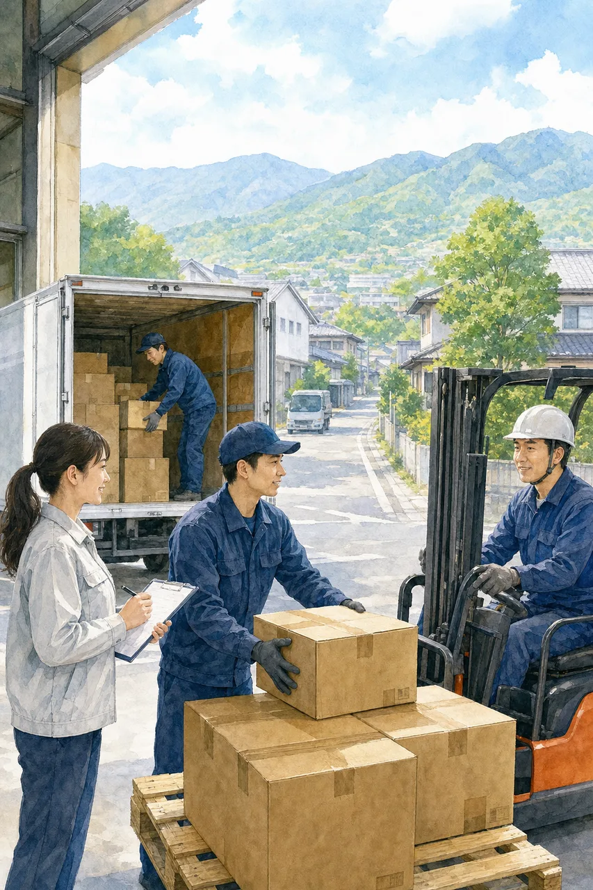 物流現場の協働 0690。ビジネスをテーマにした、広告・Web・記事制作に使いやすい素材です。