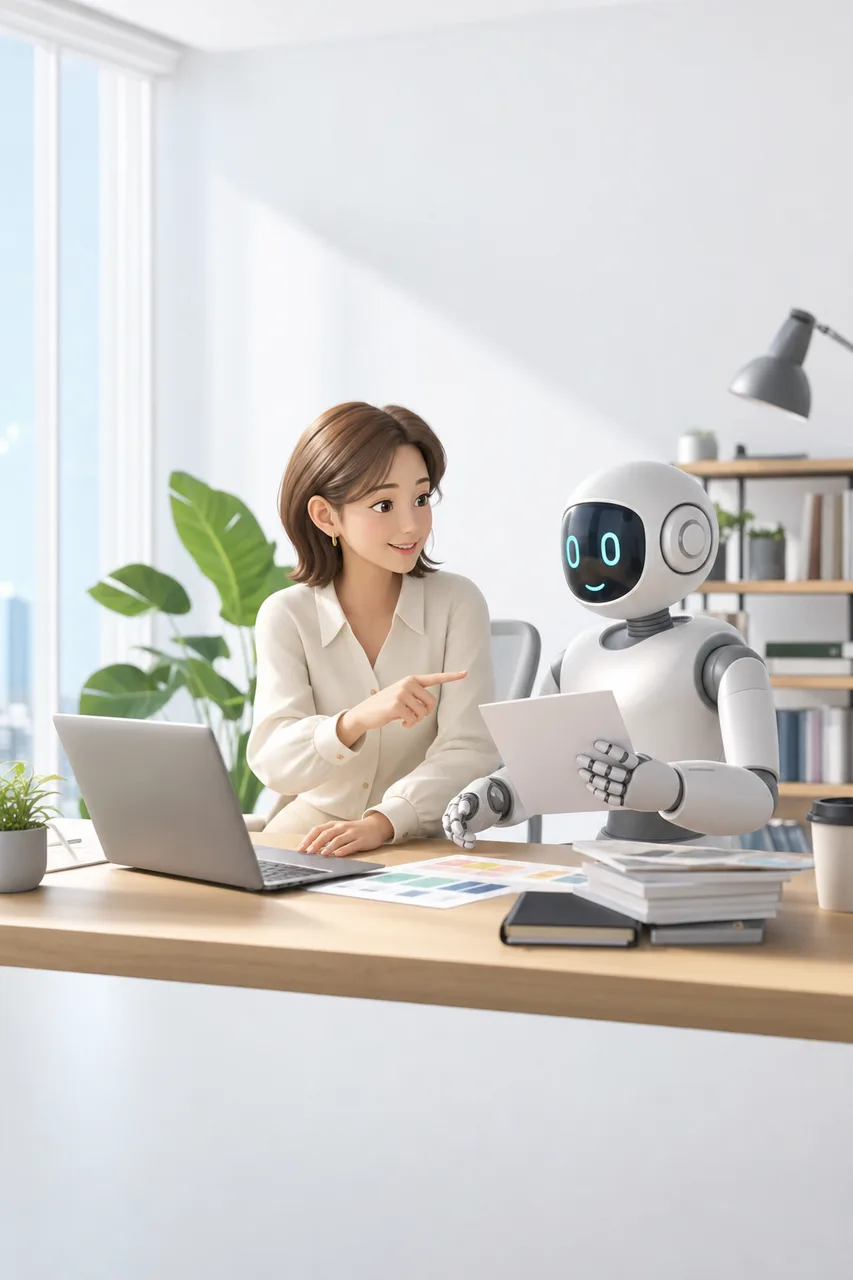 AIと人が協働する仕事 0695。テクノロジーをテーマにした、広告・Web・記事制作に使いやすい素材です。