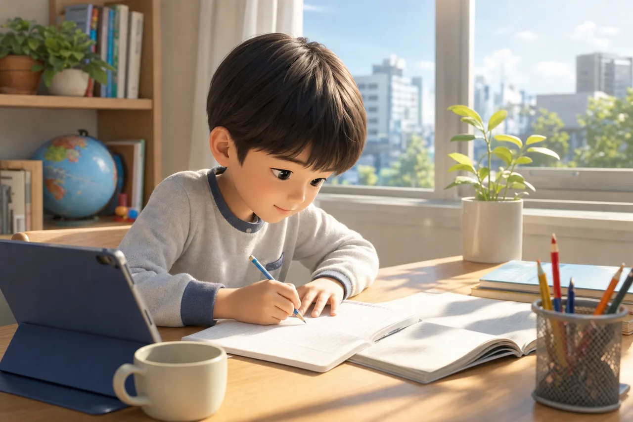 自宅で学ぶ子ども 0721。教育をテーマにした、広告・Web・記事制作に使いやすい素材です。