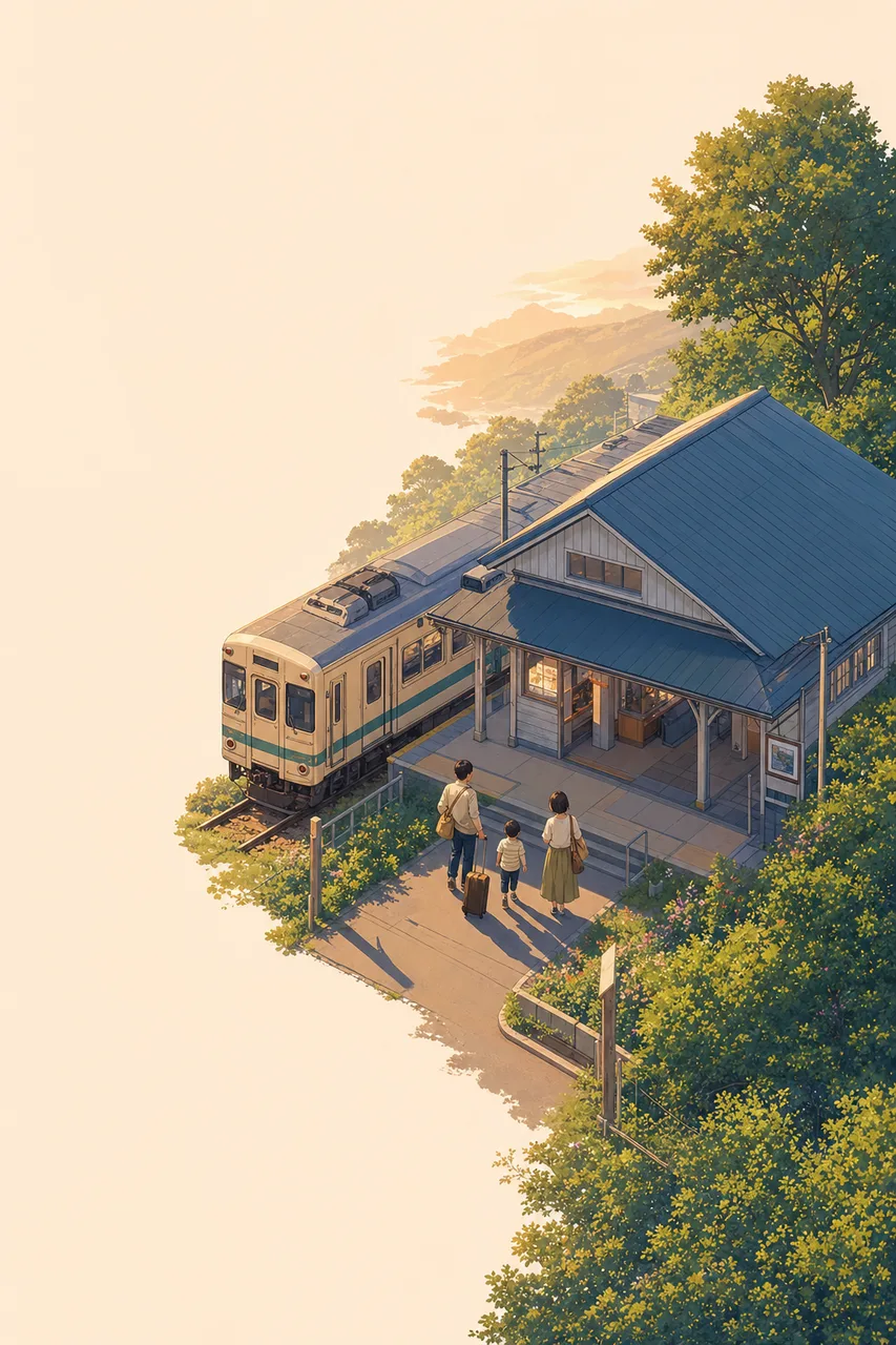 駅から始まる小旅行 0730。旅行をテーマにした、広告・Web・記事制作に使いやすい素材です。