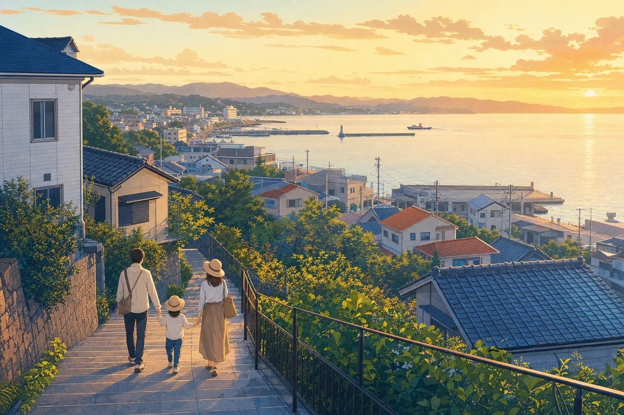 海辺の町の散策 0742。旅行をテーマにした、広告・Web・記事制作に使いやすい素材です。