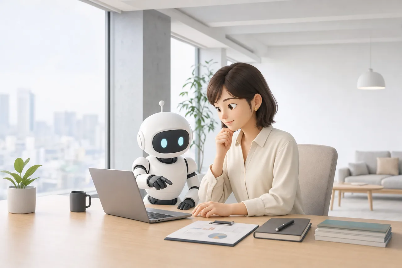 AIと人が協働する仕事 0755。テクノロジーをテーマにした、広告・Web・記事制作に使いやすい素材です。