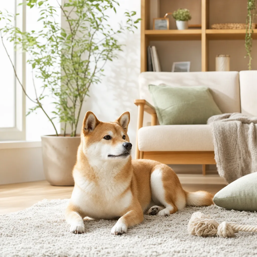 家でくつろぐ犬 0771。動物をテーマにした、広告・Web・記事制作に使いやすい素材です。