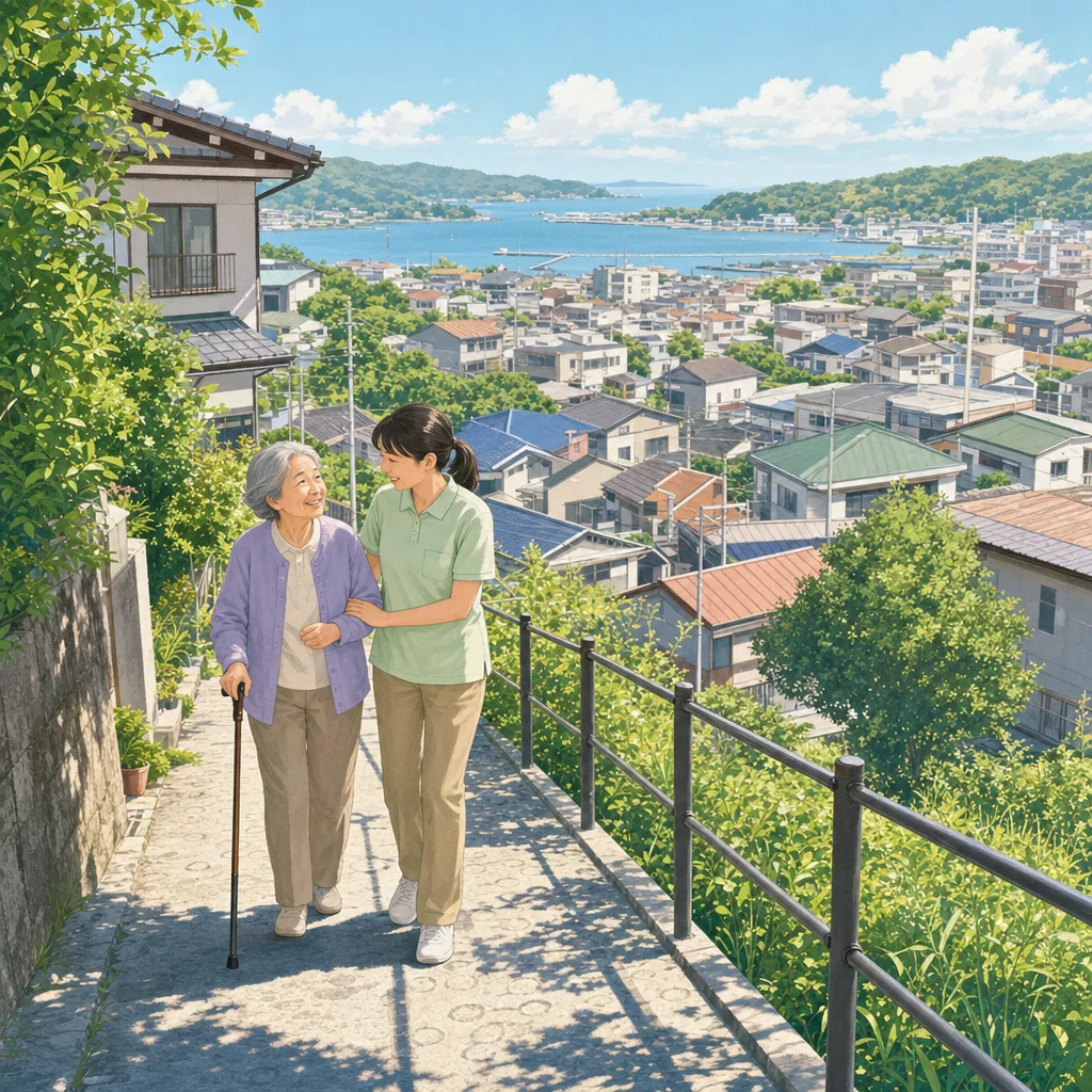 介護スタッフと高齢者 0804。健康・医療をテーマにした、広告・Web・記事制作に使いやすい素材です。