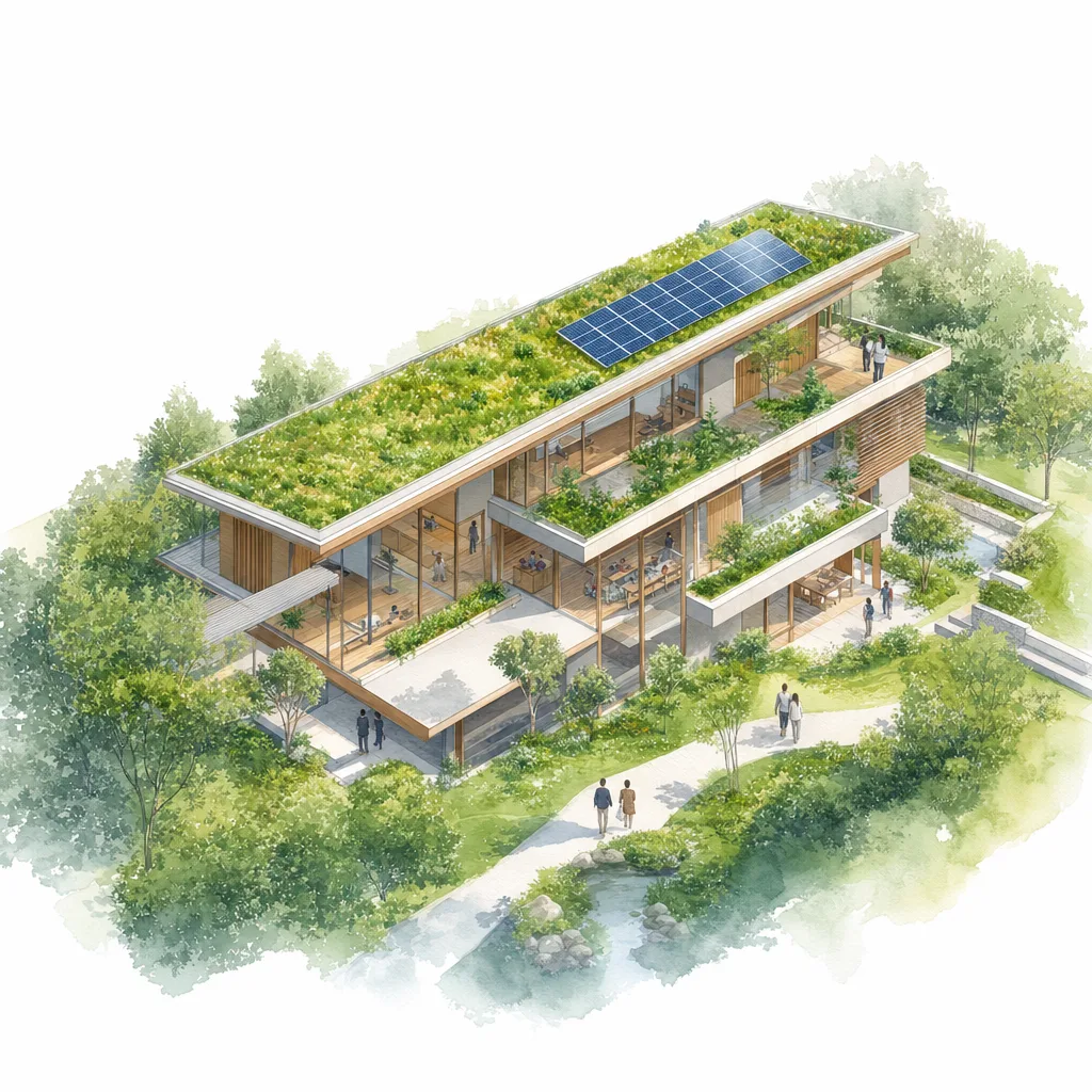 環境に配慮した建築 0806。住宅・建築をテーマにした、広告・Web・記事制作に使いやすい素材です。