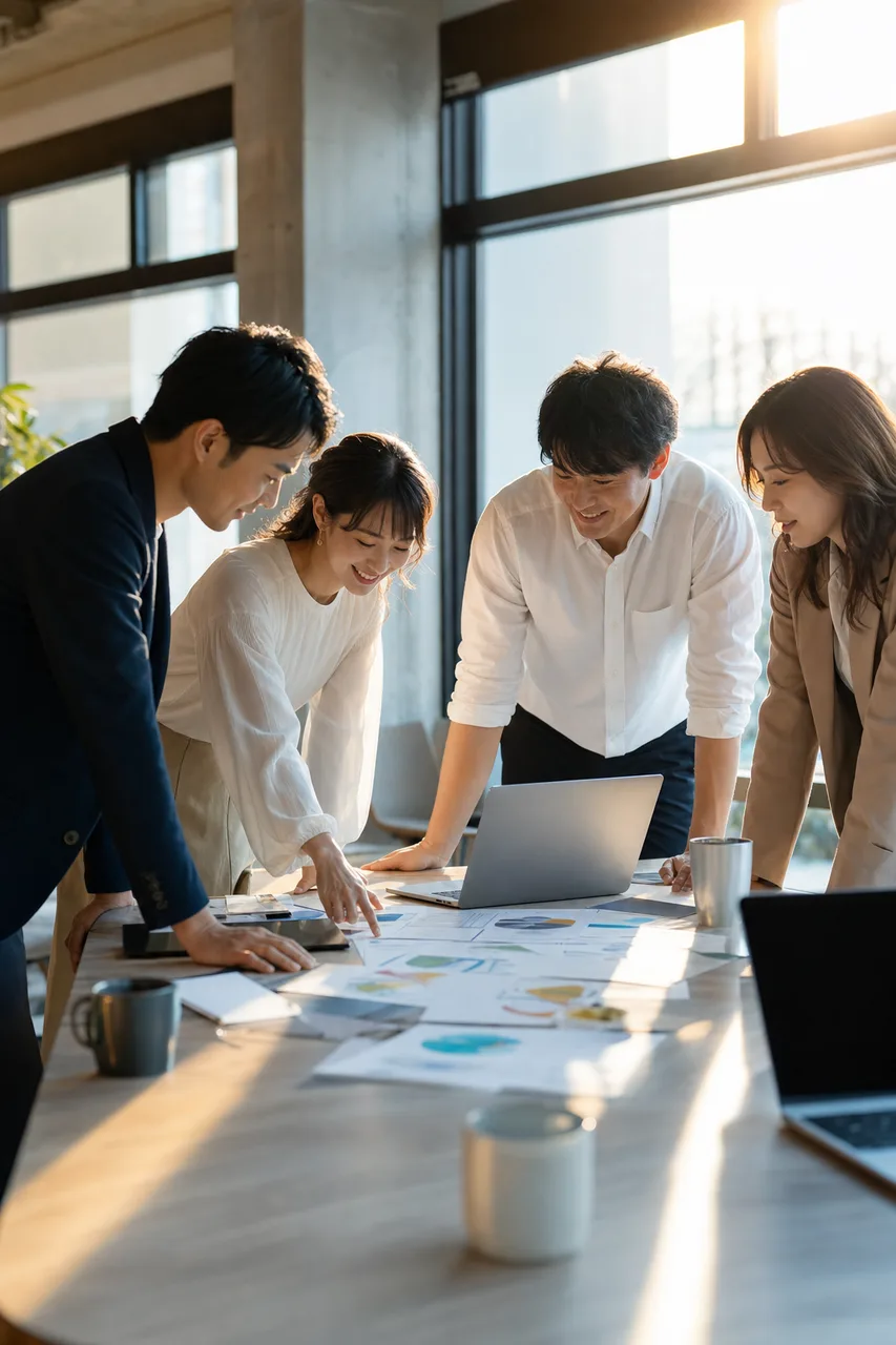 働く日本人のチーム 0821。人物をテーマにした、広告・Web・記事制作に使いやすい素材です。