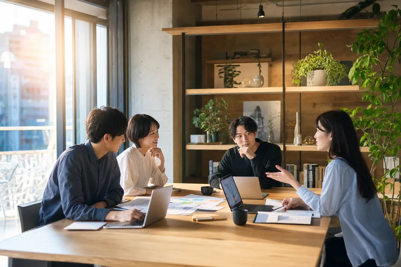 小規模チームの企画会議 0822。ビジネスをテーマにした、広告・Web・記事制作に使いやすい素材です。