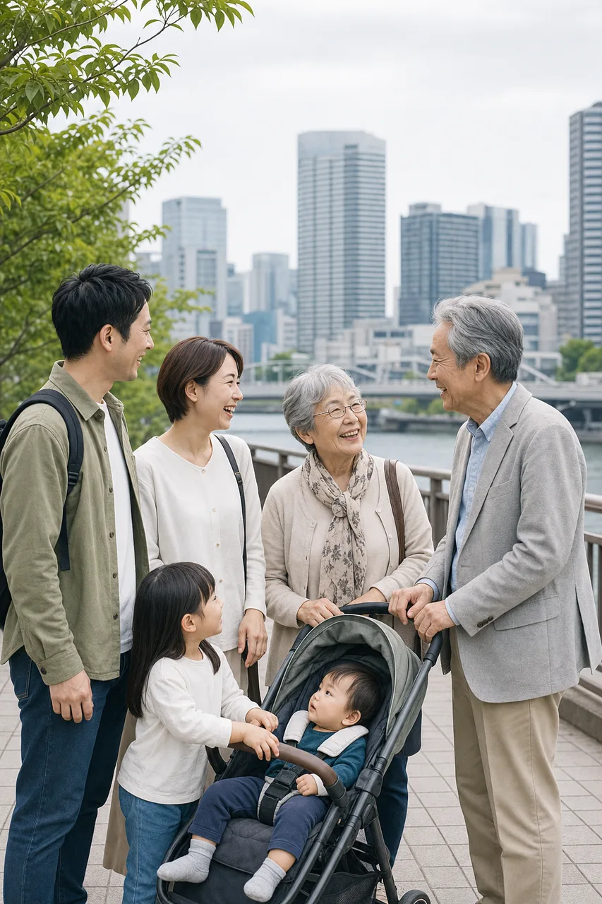 自然に会話する多世代の家族 0833。人物をテーマにした、広告・Web・記事制作に使いやすい素材です。
