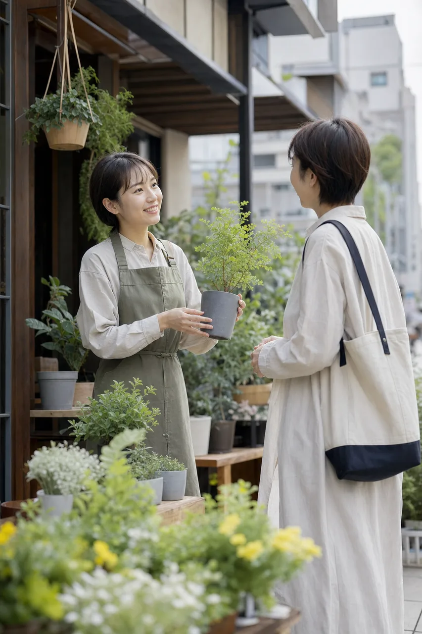 店舗スタッフの接客 0834。ビジネスをテーマにした、広告・Web・記事制作に使いやすい素材です。