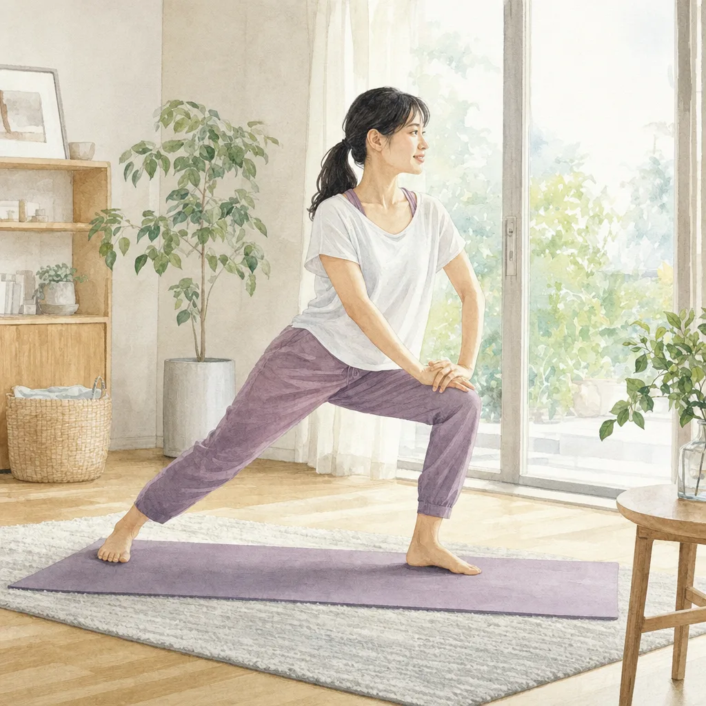自宅で行う軽い運動 0840。健康・医療をテーマにした、広告・Web・記事制作に使いやすい素材です。