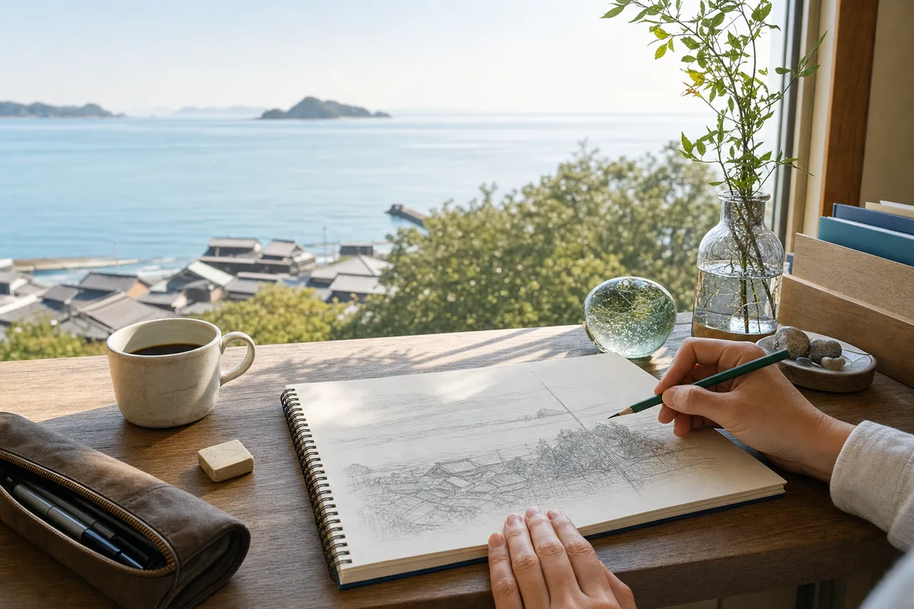 静かな海辺と空 0849。自然をテーマにした、広告・Web・記事制作に使いやすい素材です。