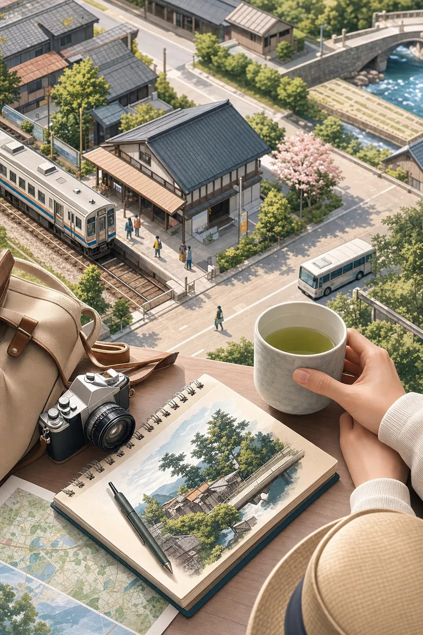 駅から始まる小旅行 0850。旅行をテーマにした、広告・Web・記事制作に使いやすい素材です。