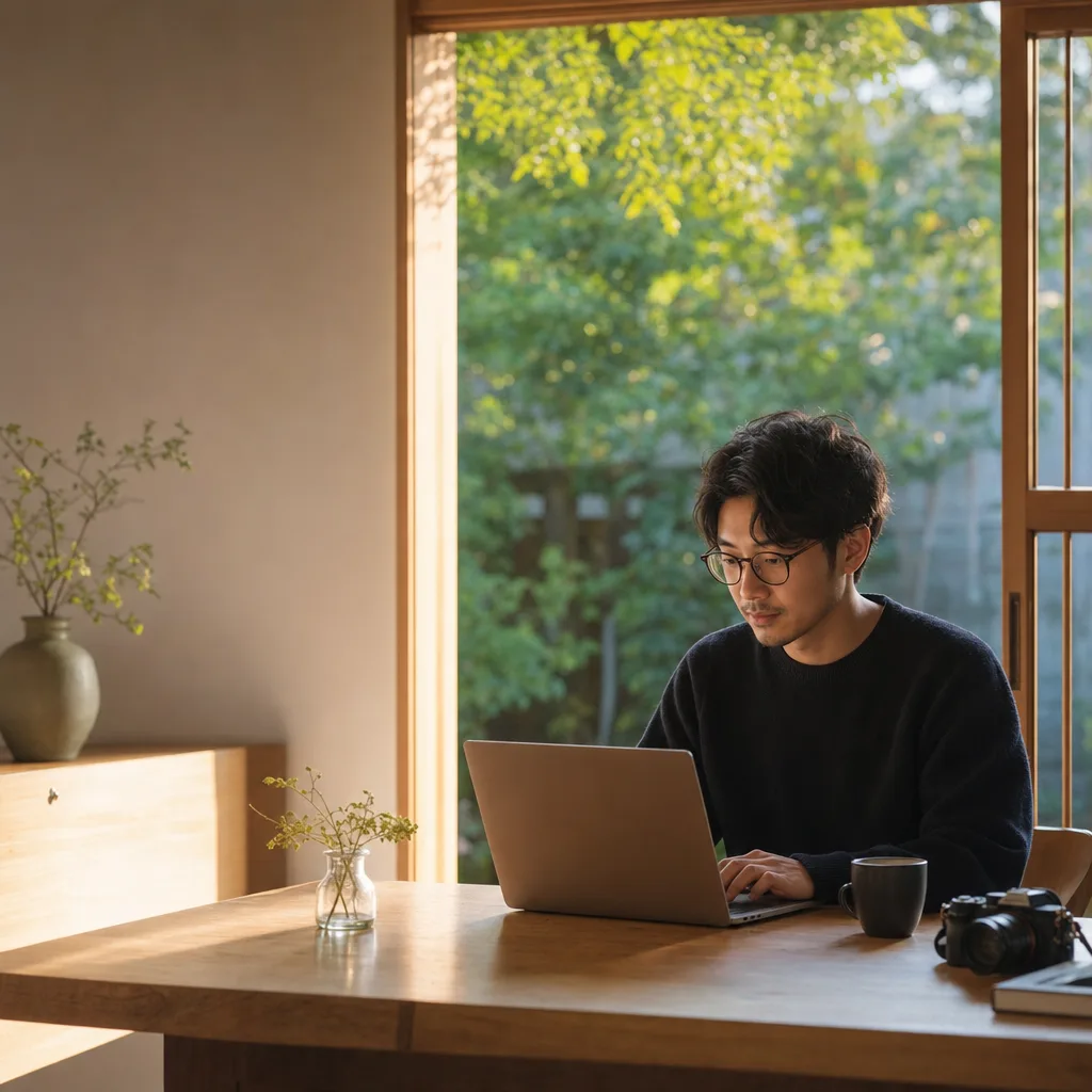 生成AIと協働する日本人クリエイター（Webサイト用）。生成AIと協働する日本人クリエイターをテーマに、Webサイト用として使いやすく構成した商用AI素材です。