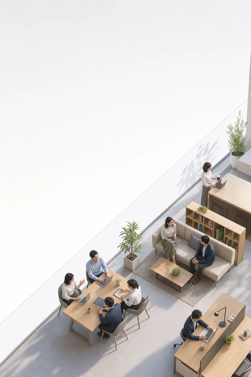 広告見出し用の余白が広いミニマル背景（提案資料用）。広告見出し用の余白が広いミニマル背景をテーマに、提案資料用として使いやすく構成した商用AI素材です。