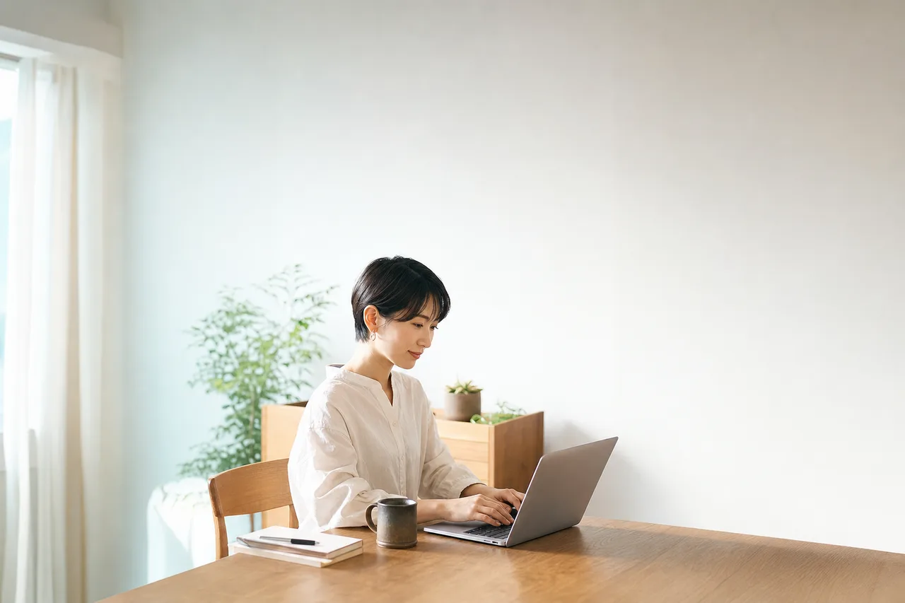 生成AIと協働する日本人クリエイター（縦型コンテンツ用）。生成AIと協働する日本人クリエイターをテーマに、縦型コンテンツ用として使いやすく構成した商用AI素材です。