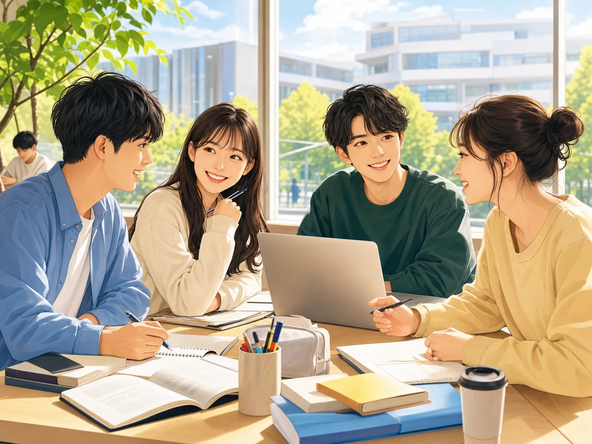 楽しく学ぶ学生 03。楽しく学ぶ学生をテーマにした、商用制作で使いやすいAI素材です。