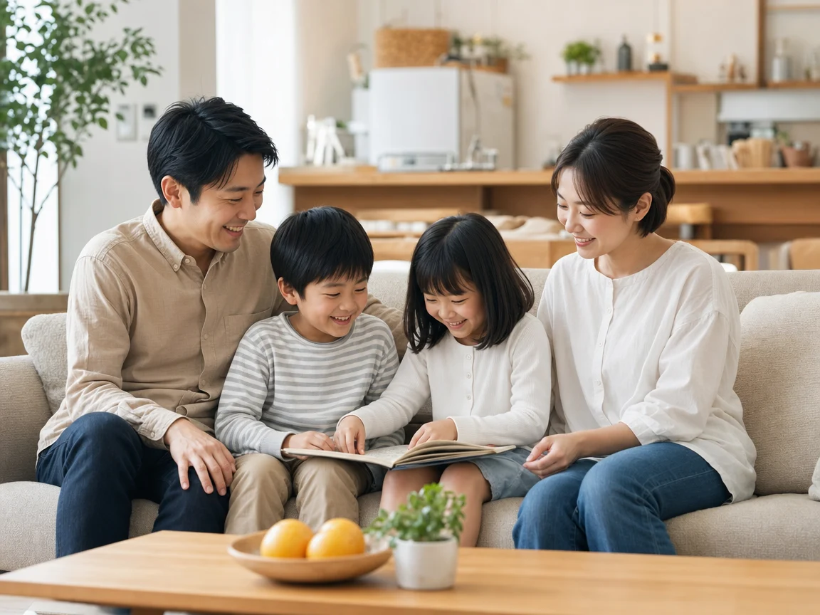 自然な笑顔の家族 10。自然な笑顔の家族をテーマにした、商用制作で使いやすいAI素材です。