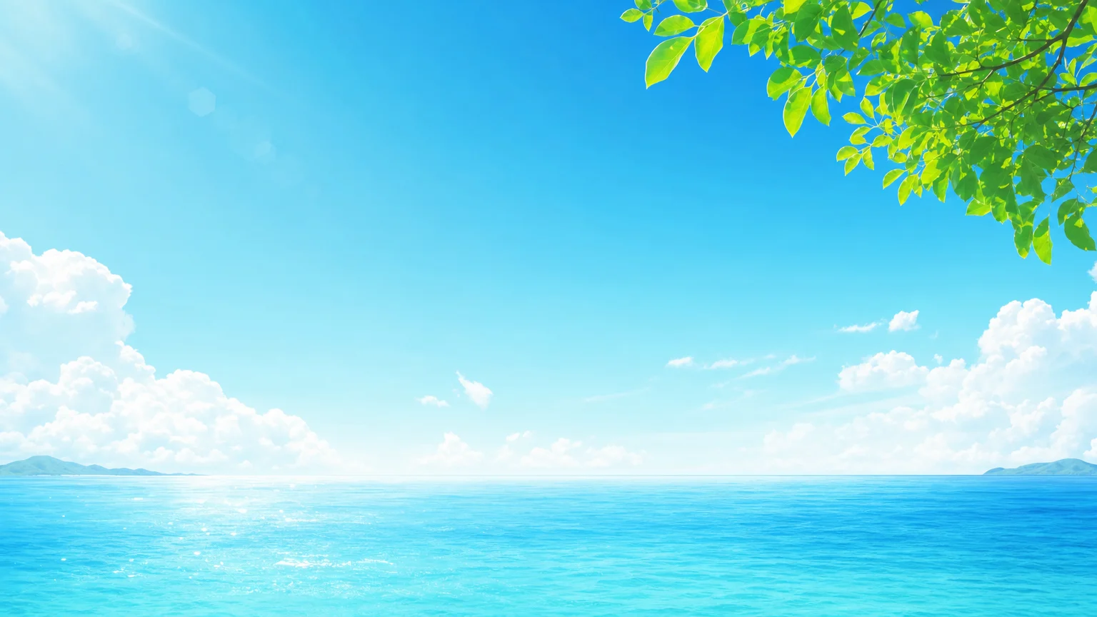 爽やかな夏の背景 01。爽やかな夏の背景をテーマにした、商用制作で使いやすいAI素材です。
