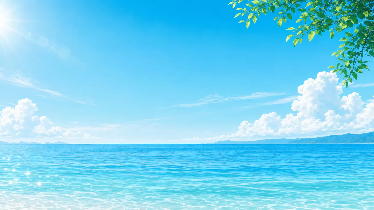 爽やかな夏の背景 03。爽やかな夏の背景をテーマにした、商用制作で使いやすいAI素材です。