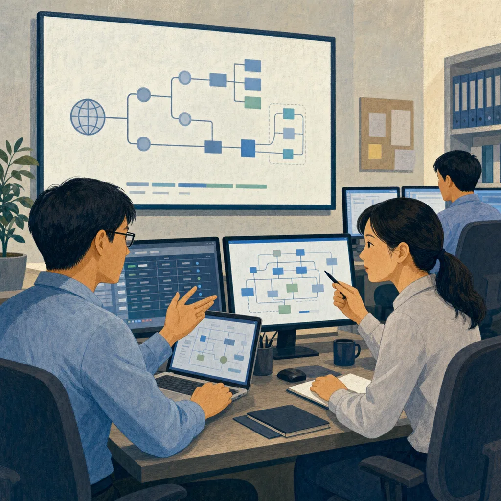 クラウドインフラを運用する日本人技術者（編集記事向け）。クラウドインフラ、システム運用、IT、技術者の記事向け素材です。
