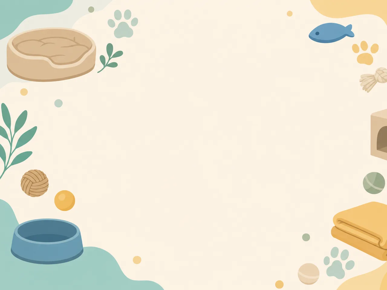 やさしいペットケア背景（フレームイラスト）。ペット背景、ペットケア、犬猫、動物の記事や案内に使える商用素材です。