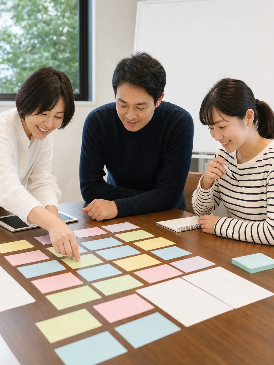 助成金申請を準備する日本人NPO（自然な縦位置写真）。助成金申請、NPO、非営利団体、補助金の記事や案内に使える商用素材です。