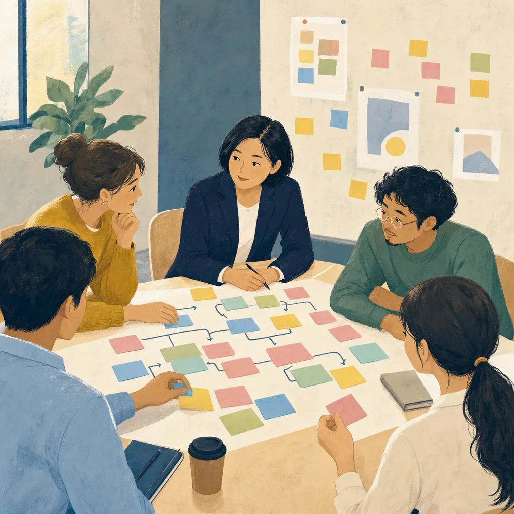 課題整理を支援する日本人コンサルタント（編集記事向け）。コンサルタント、経営相談、業務改善、企業支援の記事向け素材です。