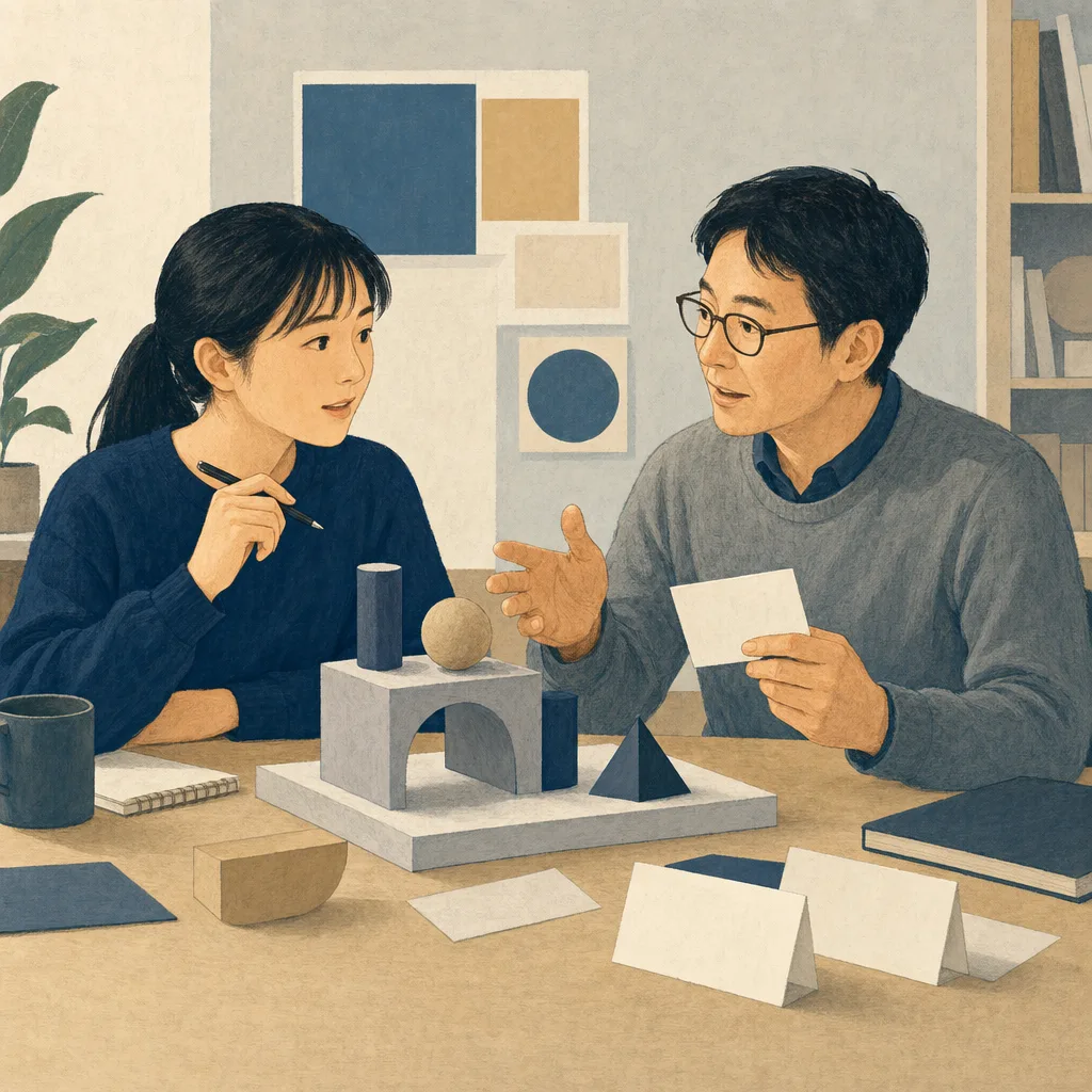 研究指導を受ける日本人大学院生（編集記事向け）。大学院生、研究指導、指導教員、論文指導の記事や案内に使える商用素材です。