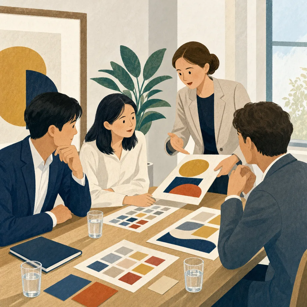 多言語で協働する日本人と海外顧客（編集記事向け）。多言語会議、海外顧客、国際ビジネス、通訳の記事や案内に使える商用素材です。