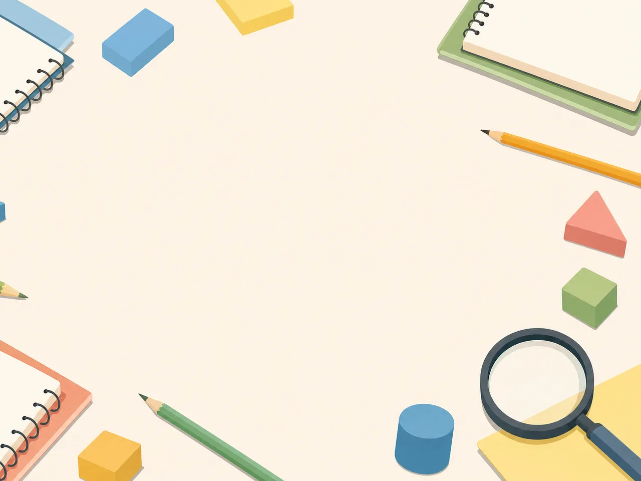 学びを表す教育背景（フレームイラスト）。教育背景、学習、学校、教材デザイン向け素材です。