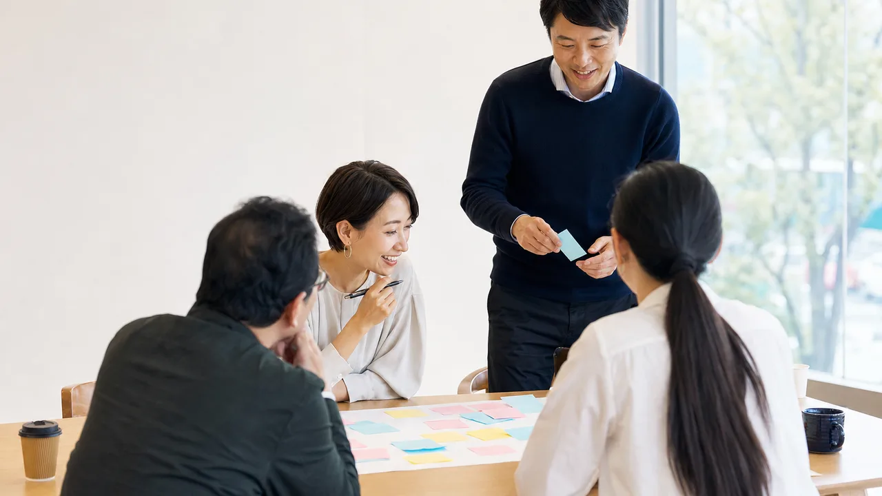 課題整理を支援する日本人コンサルタント（横長・コピースペース）。コンサルタント、経営相談、業務改善、企業支援の記事向け素材です。