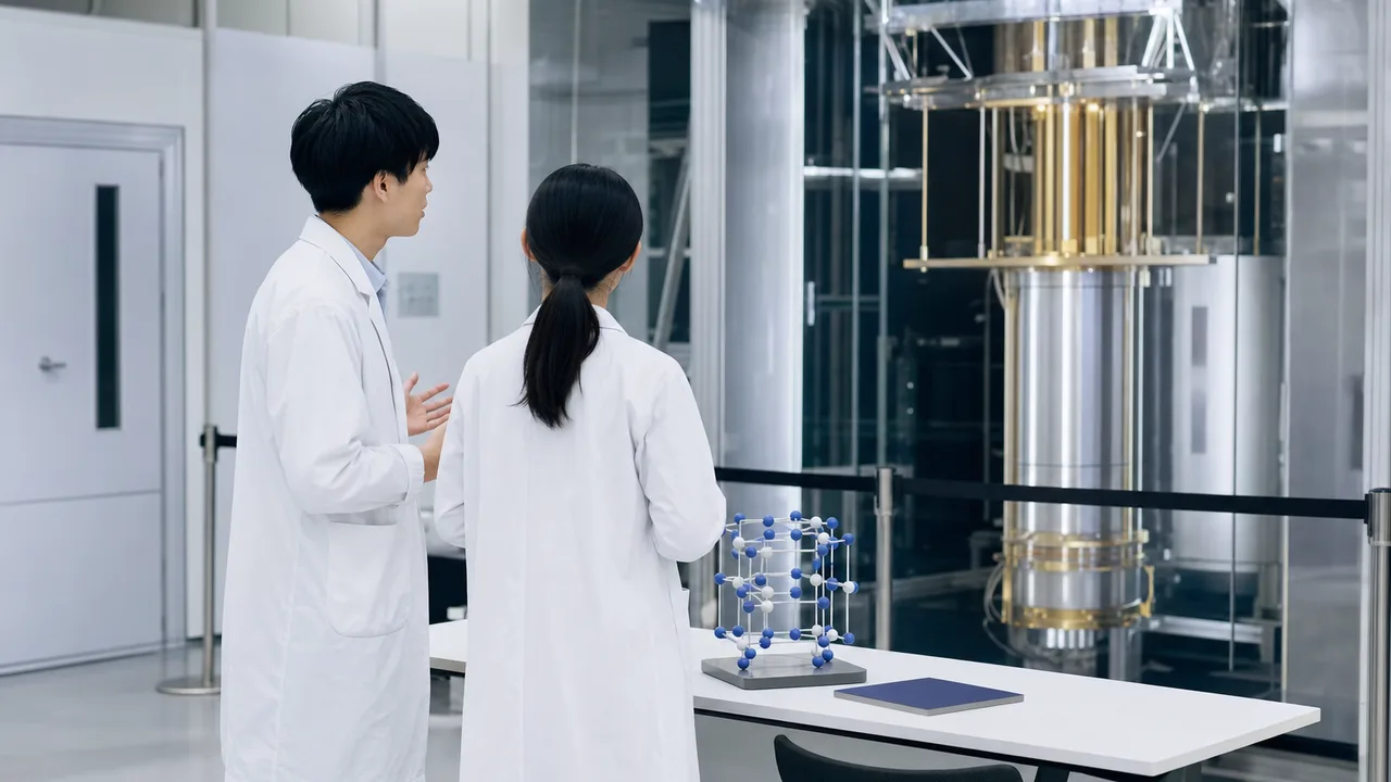 量子コンピュータを研究する日本人（横長・コピースペース）。量子コンピュータ、量子技術、研究開発、大学研究の記事や案内に使える商用素材です。
