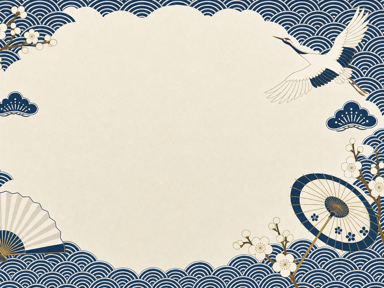 青海波の和柄背景（フレームイラスト）。青海波、和柄背景、伝統文様、和風デザインに使える素材です。