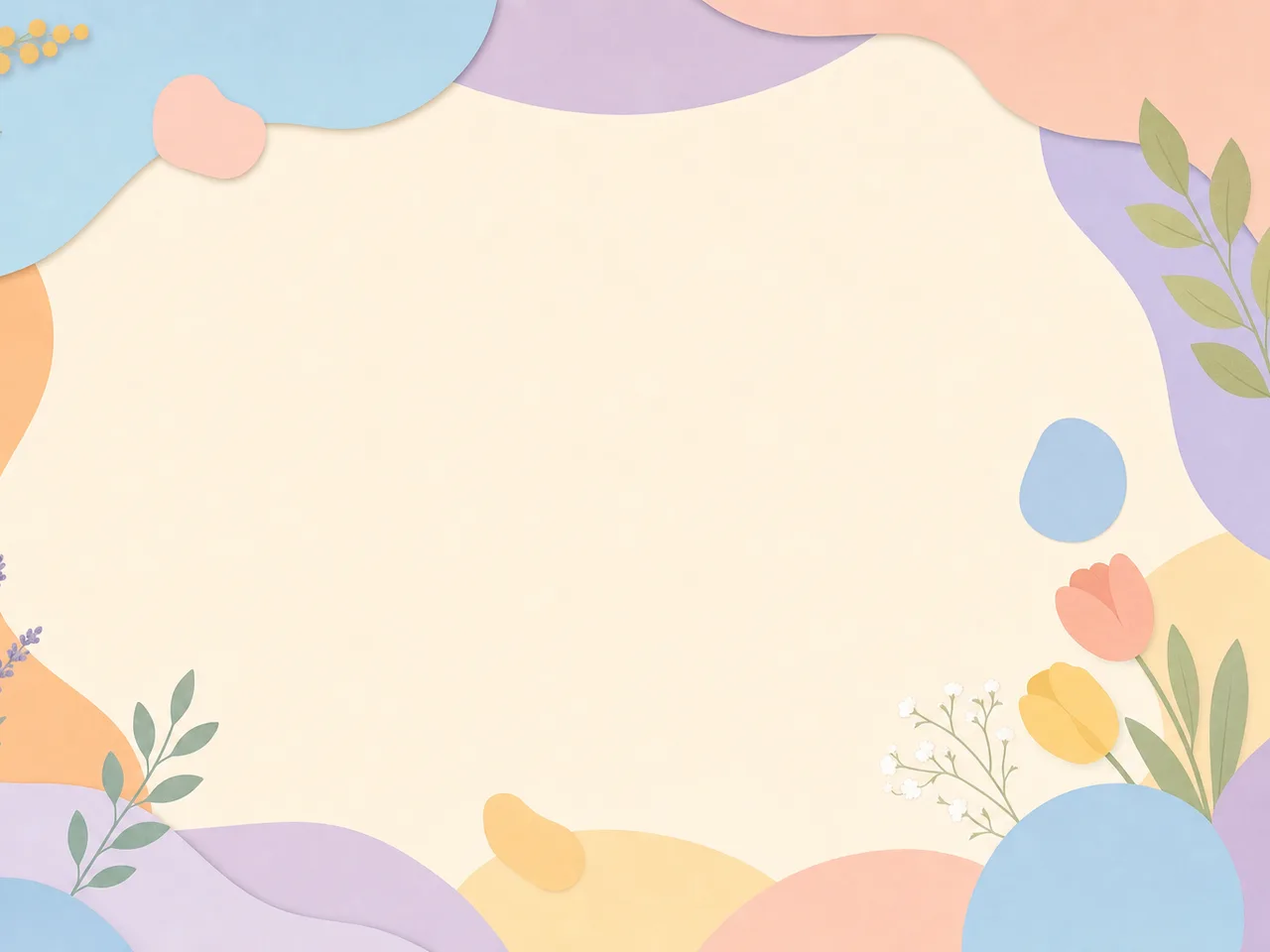 やわらかなパステル背景（フレームイラスト）。パステル背景、余白、バナー、やさしいデザイン向け素材です。