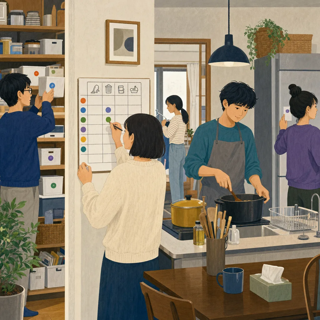 シェアハウスで暮らす日本人（編集記事向け）。シェアハウス、共同生活、若者、住まいの記事向け素材です。