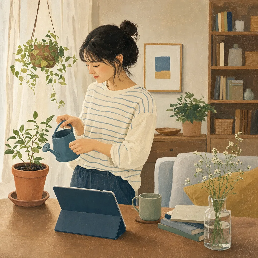 若い日本人女性の日常（編集記事向け）。若い女性、一人時間、日常、ライフスタイルの記事向け素材です。