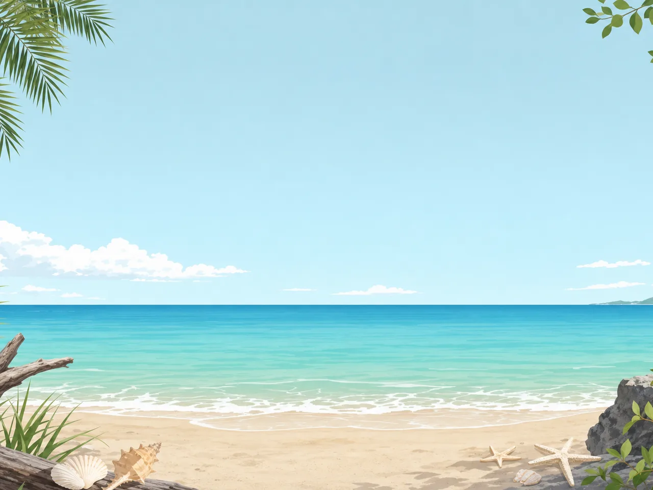 爽やかな海背景（フレームイラスト）。海背景、夏、青、爽やかなデザイン向け素材です。