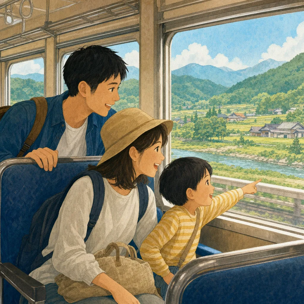 家族で出かけるローカル線の旅（編集記事向け）。国内旅行、地域観光、親子のお出かけ記事に使える、日本の鉄道旅行素材です。