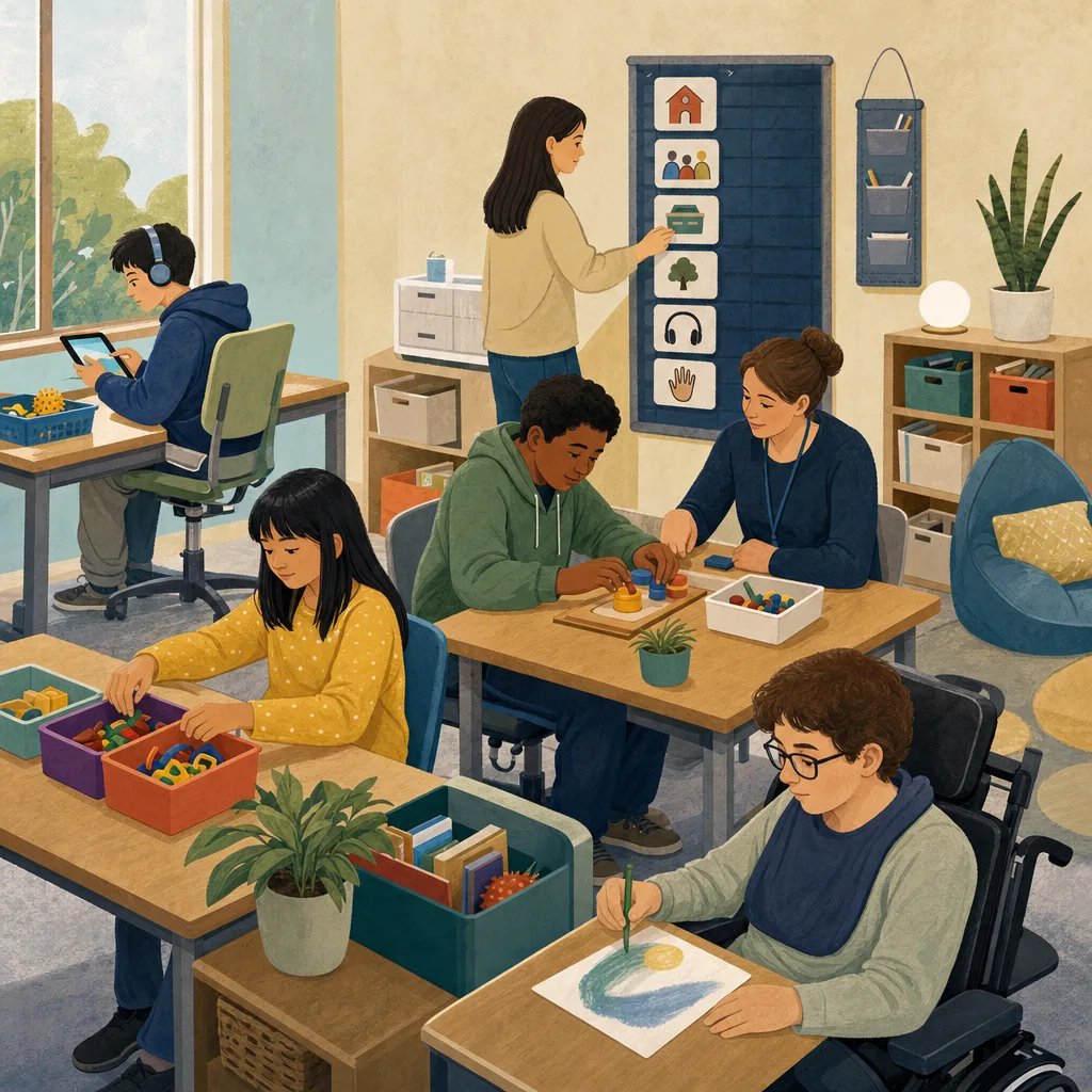特別支援学校で学ぶ日本人の生徒（編集記事向け）。特別支援学校、個別支援、学習、インクルーシブ教育の記事向け素材です。