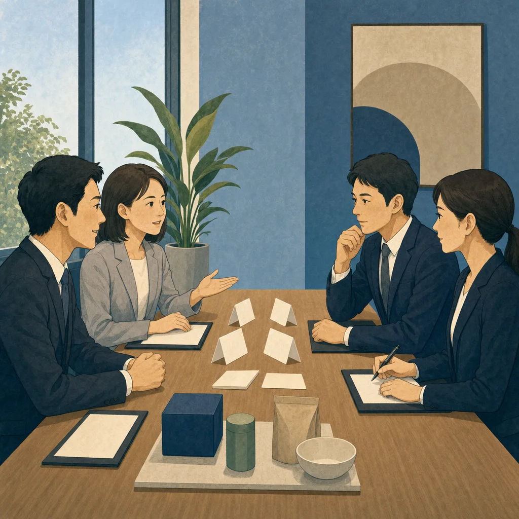 契約条件を交渉する日本人担当者（編集記事向け）。契約交渉、商談、取引条件、法人契約の記事や案内に使える商用素材です。
